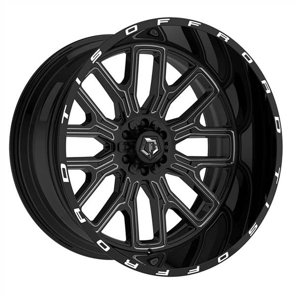 TIS WHEELS 560BM 22X12 8X6.50 -44 CB 125.2 GLOSS BLACK MILLED WINDOWS AND LIP
