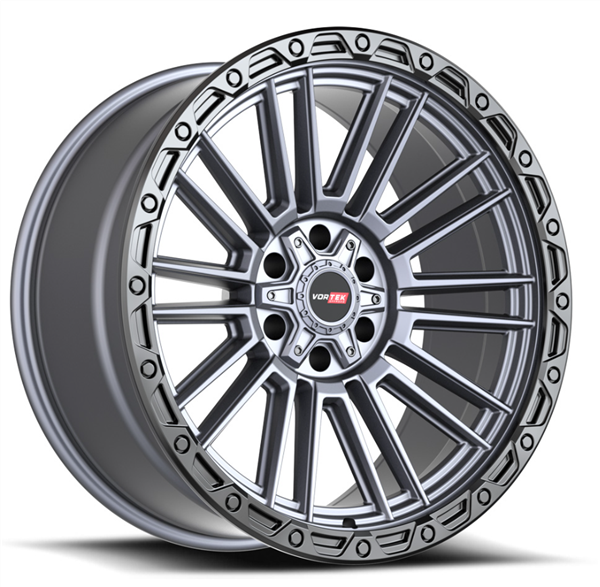 Vortek VRT-604 ZEUS 18x9 5x127 5x139.7 -12 Cb 78.1 Matte Titanium With Black Bead Ring