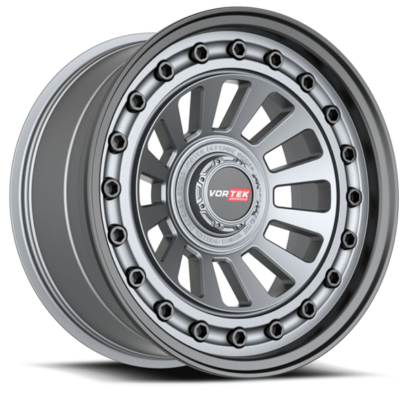 Vortek VRD-702 RADAR 17x9 Blank 0 Cb 78.1 Matte GunMetal With Black Bolts & Lip