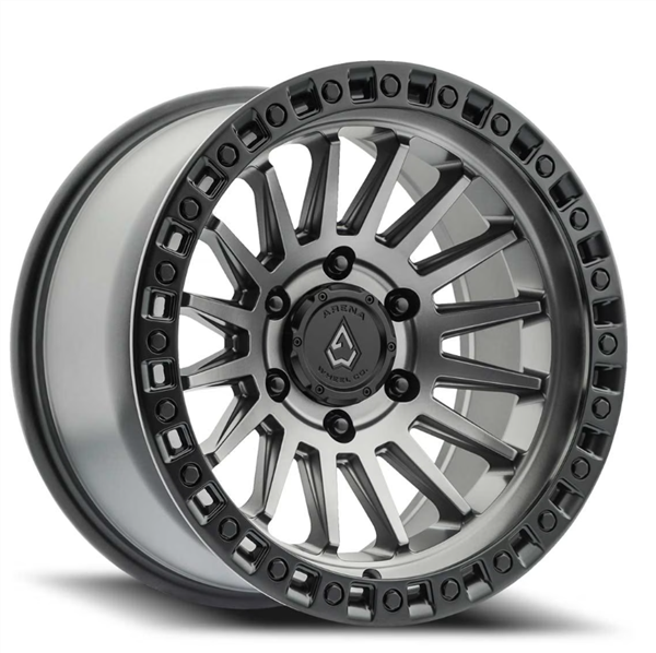 ARENA A101 MESA 17x9 5x127 -12MM SATIN GUN METAL CENTER SATIN BLACK LIP