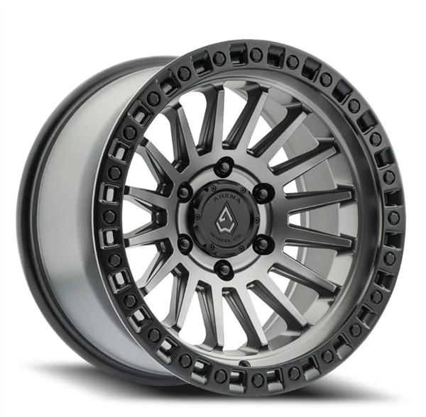 ARENA A101 MESA 17x9 6X139.7 0MM CB 87.12 SATIN GUN METAL CENTER SATIN BLACK LIP