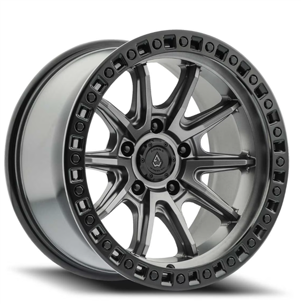 ARENA A103 MISSION 5 17x9 5x127 -12MM SATIN GUN METAL CENTER SATIN BLACK LIP