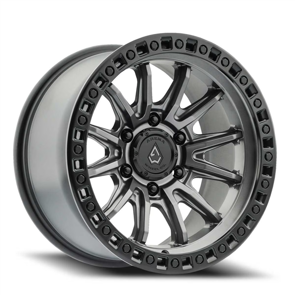 ARENA A103 MISSION 5 17x9 5x127 -12MM SATIN GUN METAL CENTER SATIN BLACK LIP