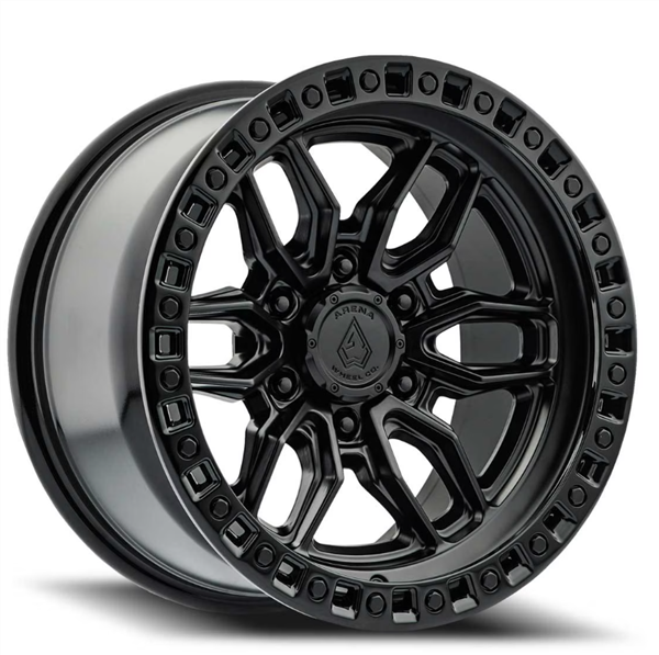 ARENA A109 HUSTLE 6 17X9 6X135 -12MM SATIN BLACK CENTER GLOSSY BLACK LIP