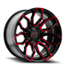 ARENA A116 COBRA 20X10 5X127 -18MM GLOSSY BLACK MACHINE RED TINT