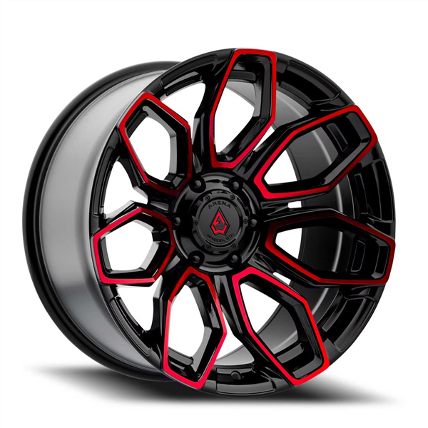 ARENA A116 COBRA 20X10 6X139.7 -18MM GLOSSY BLACK MACHINE RED TINT