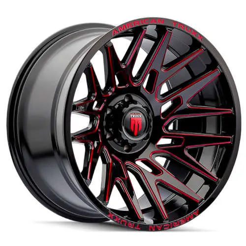 AMERICAN TRUXX EVOLUTION AT1919 22X12 8-180 -44MM 124.2MM GLOSS BLACK PRIZM RED