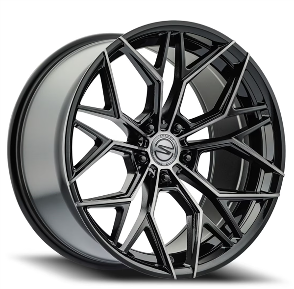 SELECT S105 SYNDICATE 20x10.5 SYNDICATE 5x120 38 7.27 72.54 GLOSSY BLACK MACHINED DDT FACE AND LIP