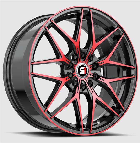 Spec-1 SP-60 17x7.5 4x100 4x114.3 +42 Cb 73.1 Gloss Black & Red Machined