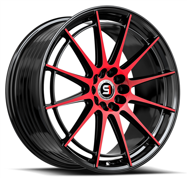 Spec-1 SP-64 17x8.0 5x108 5x114.3 +42 Cb 73.1 Gloss Black & Red Machined