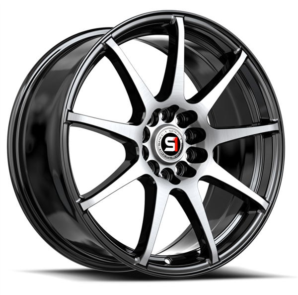 Spec-1 SP-67 17x7.0 5x112 5x114.3 +42 Cb 73.1 Gloss Black & Machined