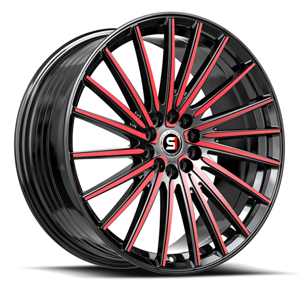 Spec-1 SP-68 17x7.5 5x112 5x114.3 +42 Cb 73.1 Gloss Black & Red Machined