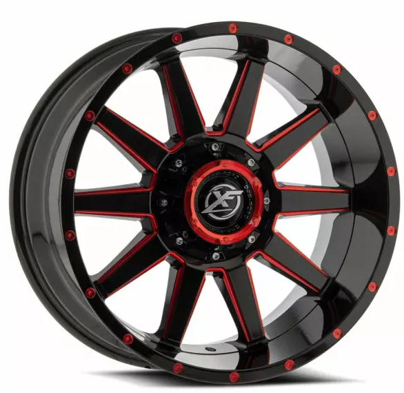 XF Off-Road XF-219 18x9 8x165.1 8X170 +12 Cb 125.2 Gloss Black & Red Milled