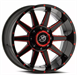 XF Off-Road XF-219 18x9 8x165.1 8X170 +12 Cb 125.2 Gloss Black & Red Milled