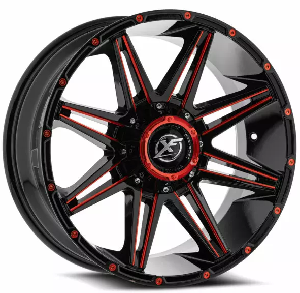 XF Off-Road XF-220 18x9 8x165.1 8x170 0 Cb 125.2 Gloss Black & Red Milled