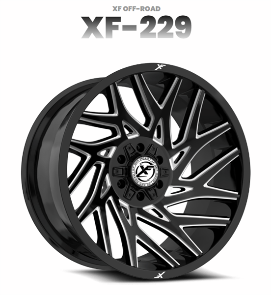 XF OFF-ROAD XF-229 22X12 6X135 6X139.7 -44 CB 106.4 GLOSS BLACK & MILLED