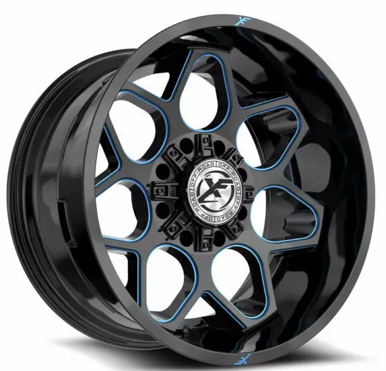 XF Off-Road XF-233 20x10 8x165.1 8x170 -12 Cb 125.2 Gloss Black & Blue Milled