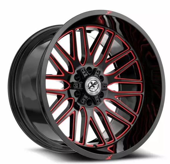XF Off-Road XF-240 17x9 6x135 6x139.7 0 Cb 106.4 Gloss Black & Red Milled